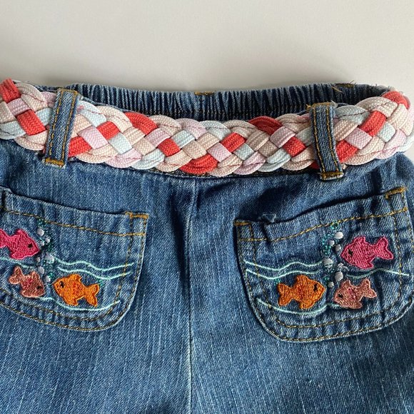 Baby Nass Chambray Embroidered Fish Ruffle Shorts 24 Months - Picture 3 of 8